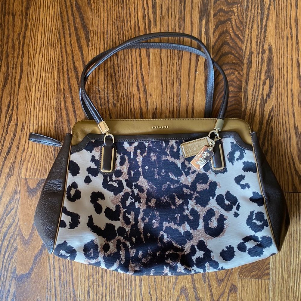 Coach Madison Kimberly Ocelot Print Carry All Handbag 25207 Light Khaki - Picture 4 of 12